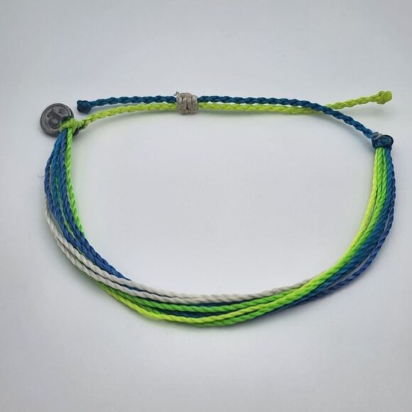 Pura Vida Blue, White, Green, & Yellow Adjustable Cord Bracelet - Picture 3 of 3
